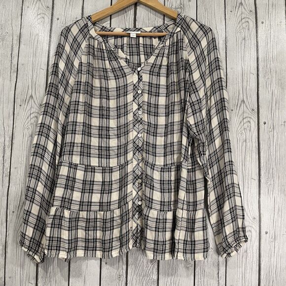 J. Jill Tops - J JILL Women Thin Lightweight Comfy 100% Rayon Blouse Multicolor Plaid M